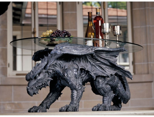 Dragon Glass-topped Coffee Table Sculpture
